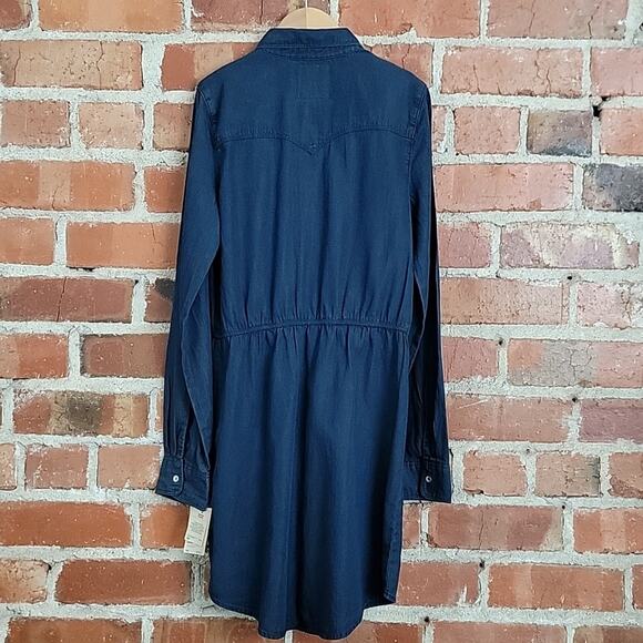 Levi's Girl's Long-Sleeve Button-Up Blue Chambray Shirt Dress 12 - Picture 6 of 14